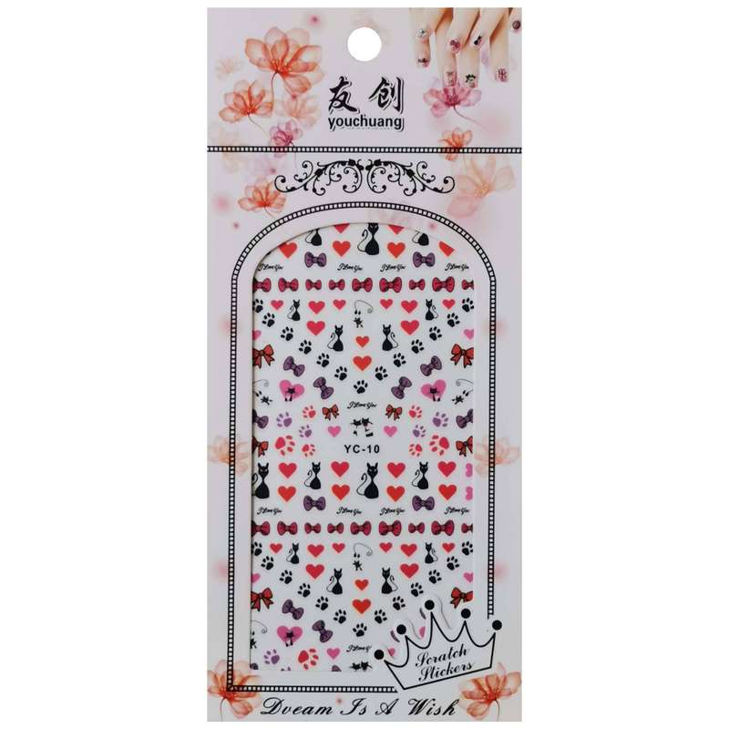 استیکر طراحی ناخن مدل قلب کد YC-10
