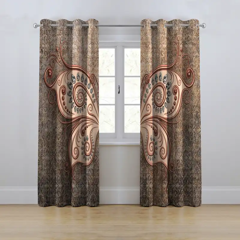 پرده مدل پانچی طرح پروانه سایز 280x145 سانتی متر