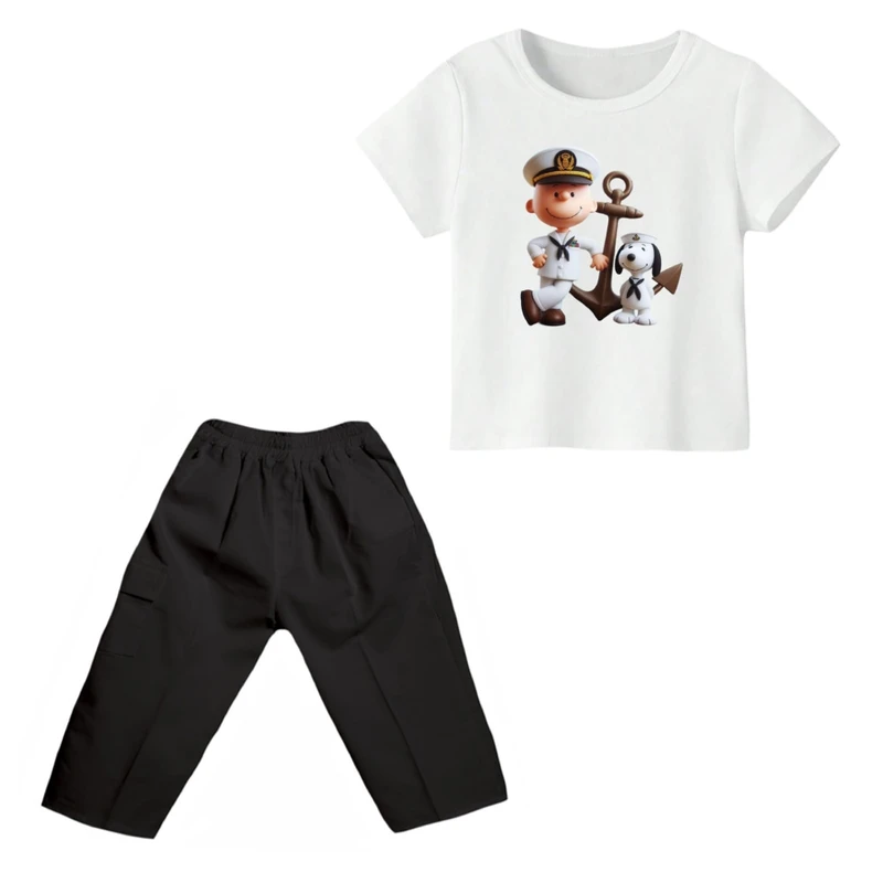 ست تی شرت و شلوارک پسرانه مدل اسنوپی کد ۲۶