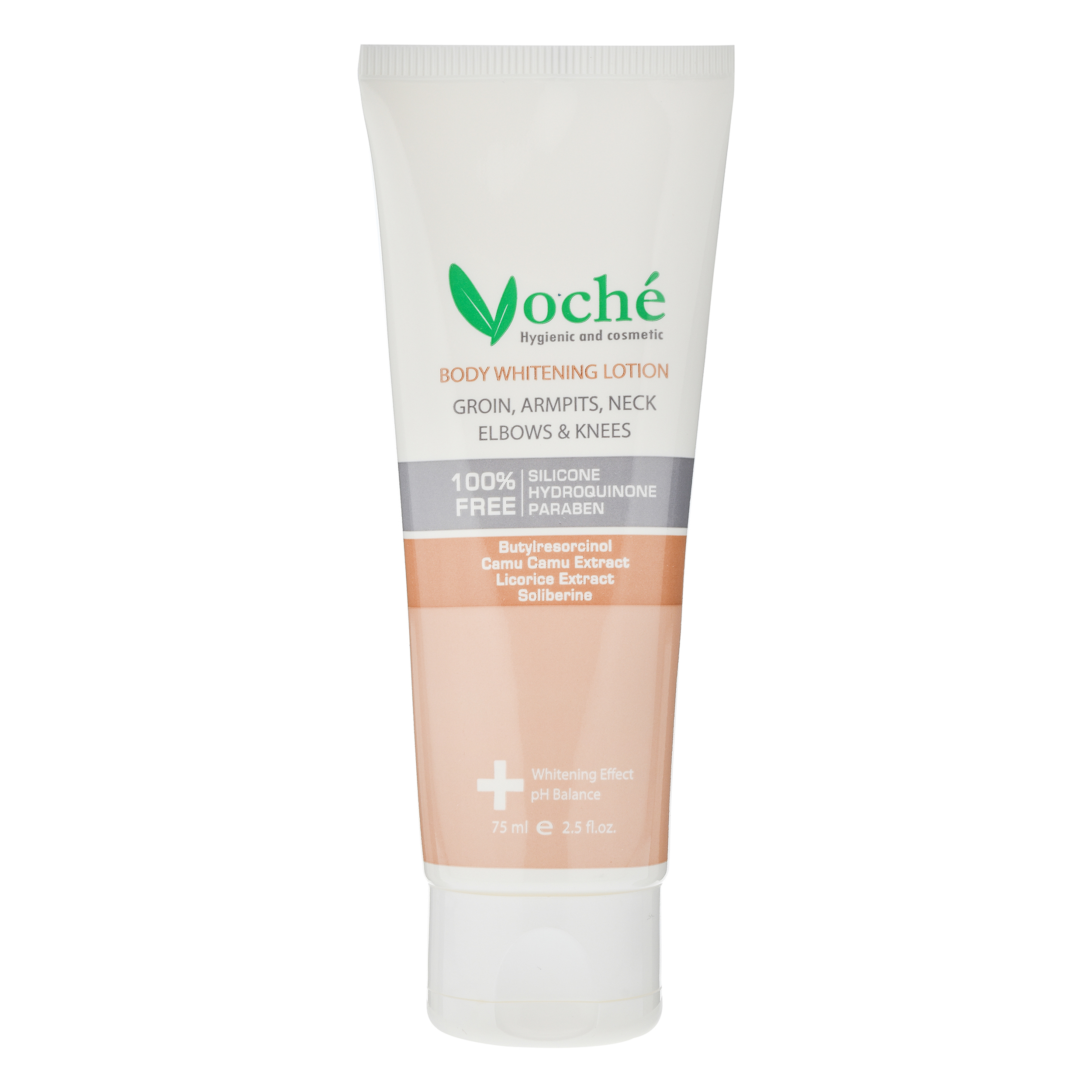 امولسیون روشن کننده بدن وچه مدل vo-01 مناسب انواع پوست حجم 75 میلی-لیتر