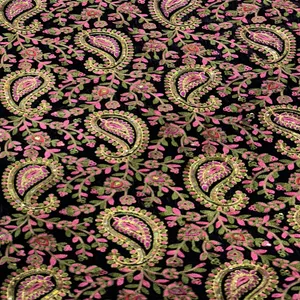 پارچه لباس عرض 1 متر مدل مخمل سوزندوزی شده  رنگ مشکی