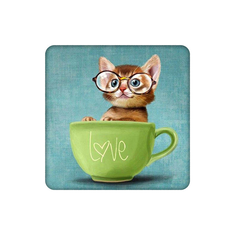 زیرلیوانی طرح گربه عینکی در فنجان کد 9303865