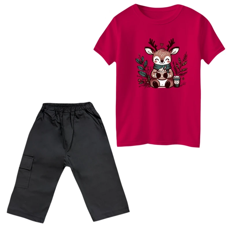 ست تی‌شرت و شلوارک پسرانه مدل گورن و برگ