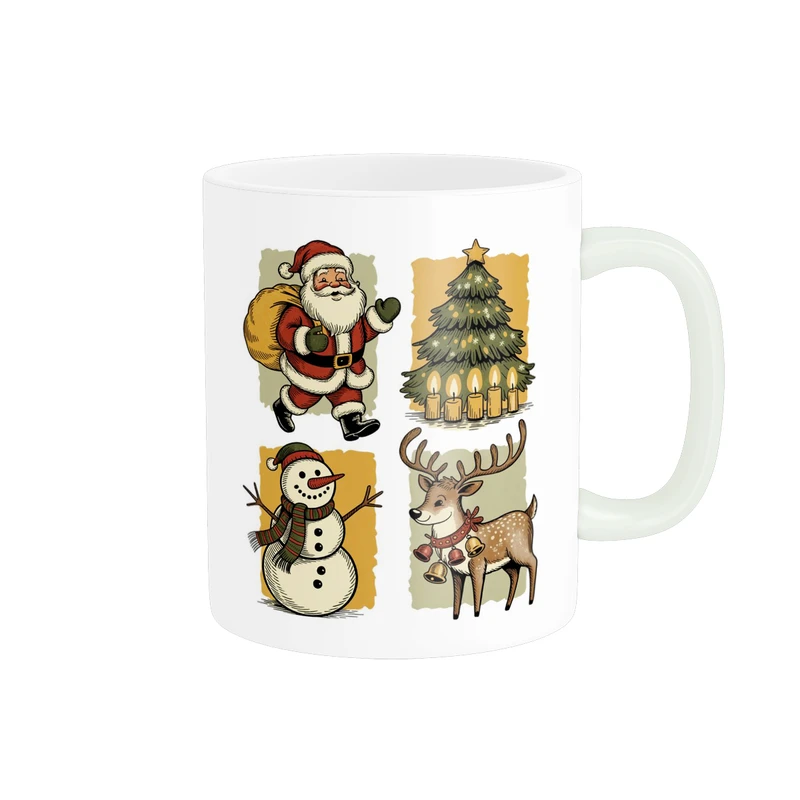 ماگ پاد آفرین مدل فانتزی طرح کریسمس بابانوئل آدم برفی کد p11719