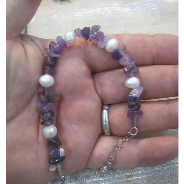 دستبند مدل آمتیست و مروارید