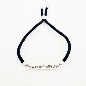 دستبند نقره زنانه ترمه 1 مدل Happy wife Happy life کد da 30013