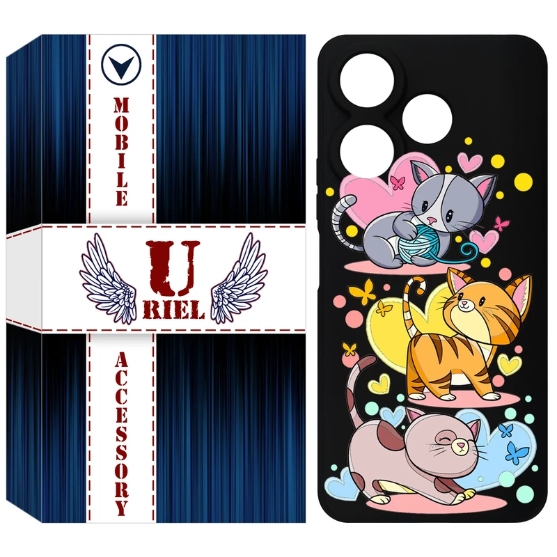 کاور یوریل قاب مدل KSH کد 6 طرح گربه مناسب برای گوشی موبایل شیائومی Redmi 13 4G / Redmi 13 5G / Poco M6 4G