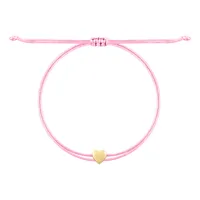 دستبند طلا 18 عیار زنانه با بند نخی درریس مدل قلب توپر کد ad9536