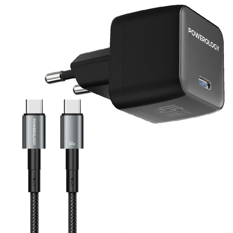 شارژر دیواری 45 وات پاورولوژی مدل Gan2 به همراه کابل USB-C