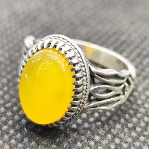 انگشتر نقره مردانه مدل سنگ شرف الشمس کد 77