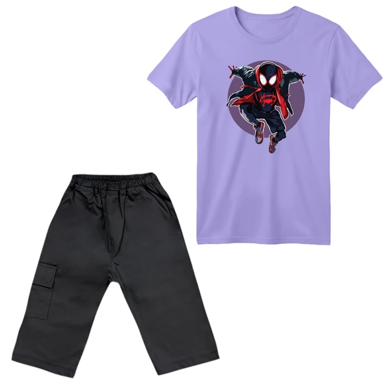 ست تی‌شرت آستین کوتاه و شلوارک پسرانه مدل مرد عنکبوتی کد ۲۹