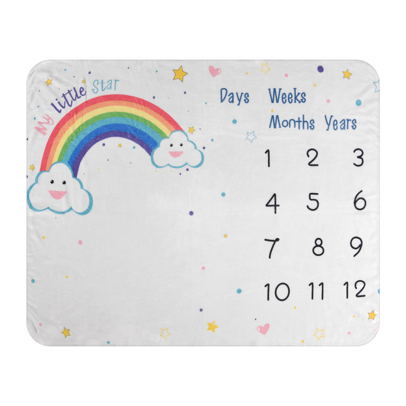 پتو نوزادی مدل ماهگرد طرح رنگین کمان سایز 75x100 سانتی متر