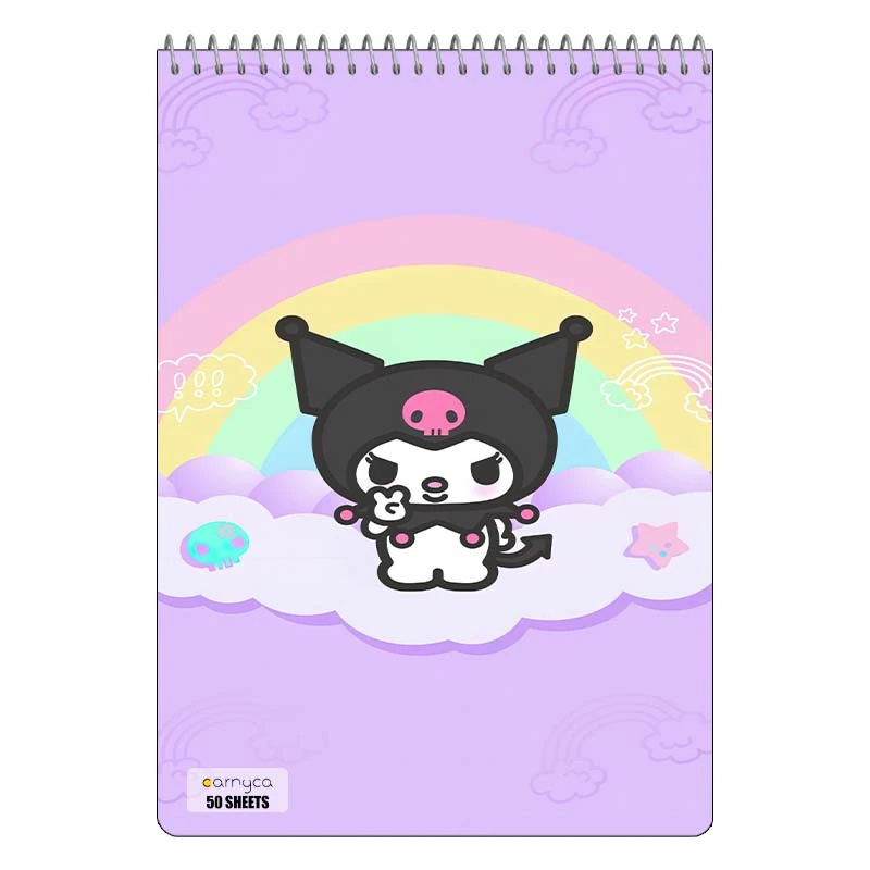 دفتر نقاشی 50 برگ سیمی کارنیکا طرح مای ملودی و کورومی My Melody & Kuromi کد 64093