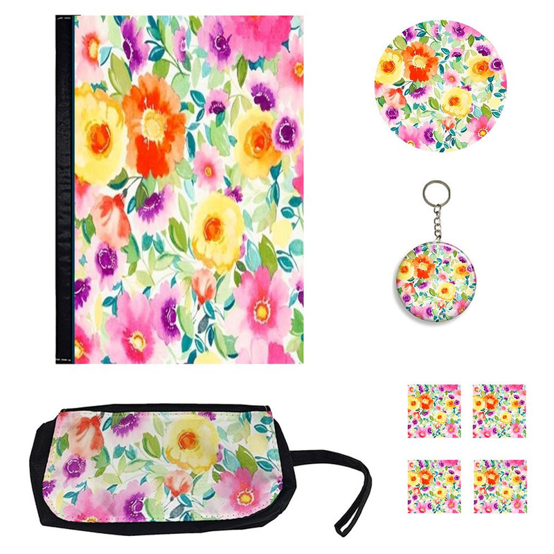 ست لوازم التحریر مدل گل آبرنگی فانتزی کد1 بسته 8 عددي