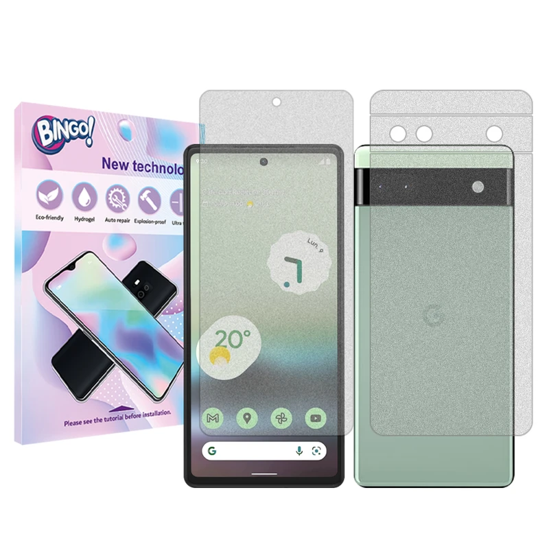 محافظ صفحه نمایش مات بینگو مدل Tough مناسب برای گوشی موبایل گوگل Pixel 6a به همراه محافظ پشت گوشی
