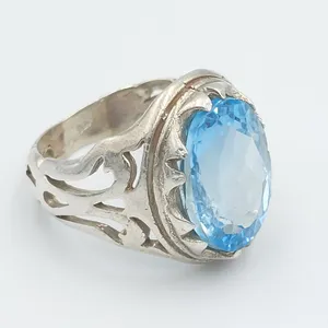 انگشتر نقره مردانه مدل توپاز کد 20618