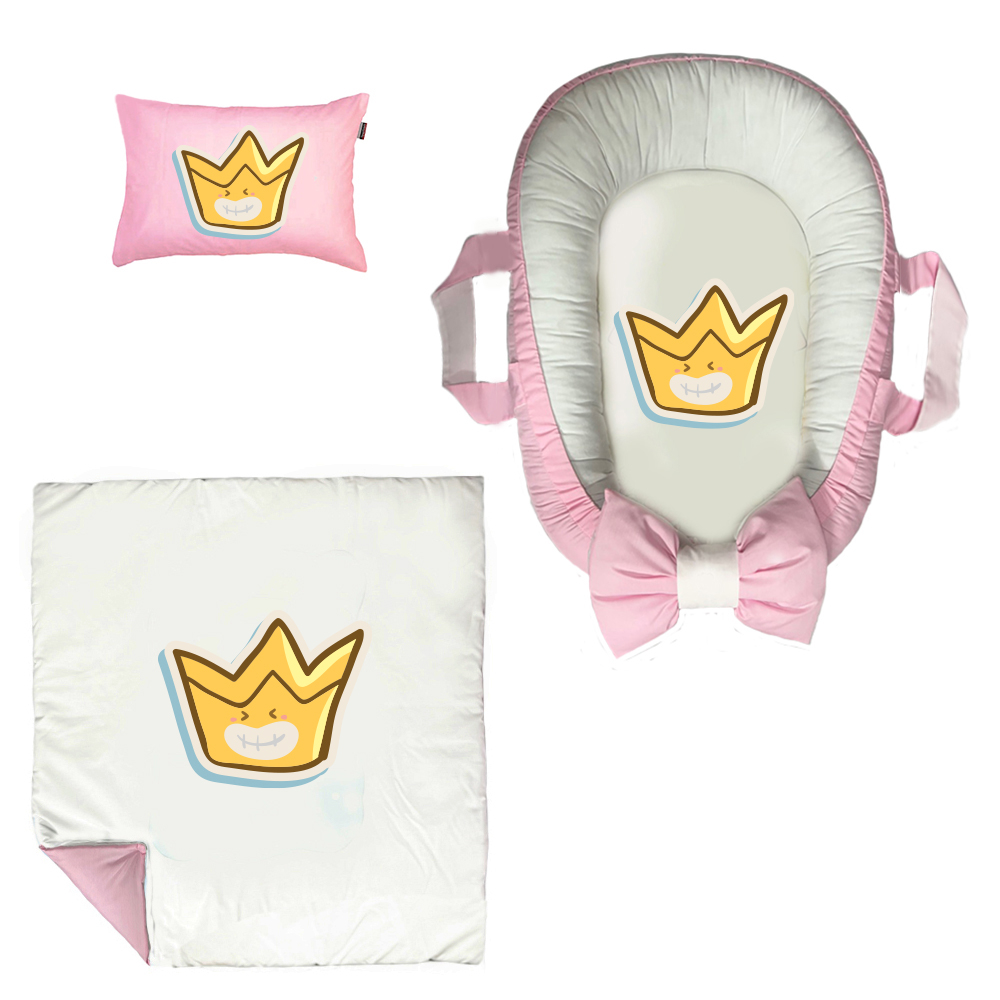 سرویس خواب سه تکه نوزاد مدل گارد محافظ دار طرح فانتزی تاج کد 025