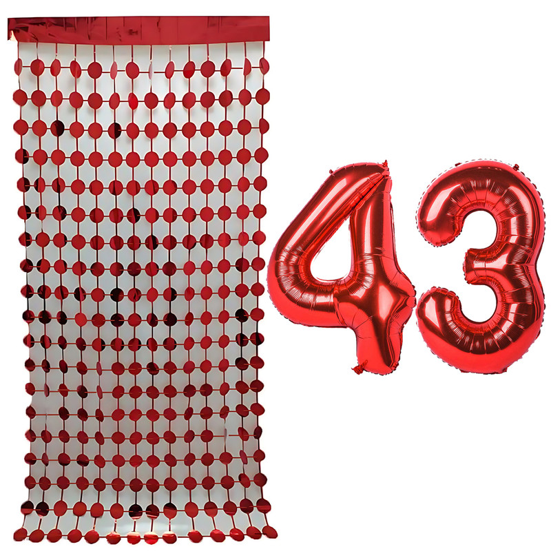 بادکنک فویلی مستر تم طرح عدد 43 به همراه ریسه تزئینی بسته 3 عددی