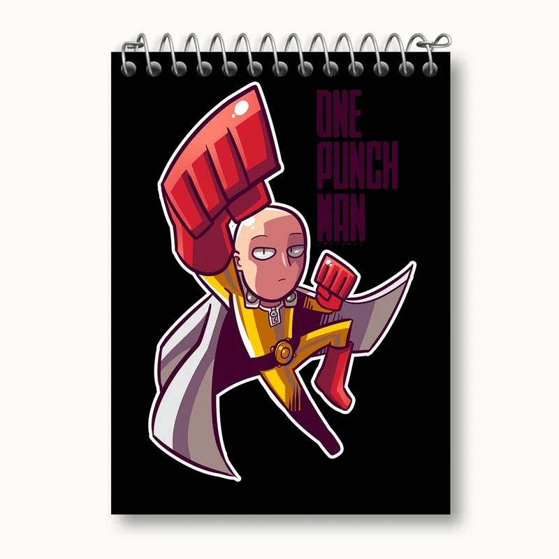 دفتر یادداشت 50 برگ خندالو مدل سایتاما انیمه مرد تک مشتی One Punch Man کد 10527