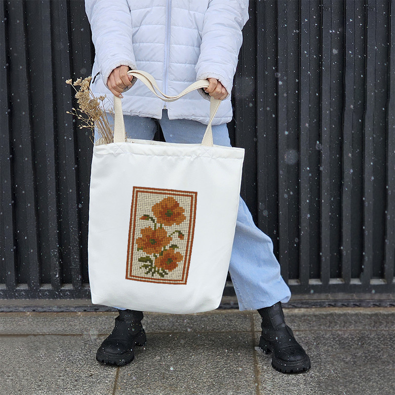 ساک خرید خندالو طرح گل پیکسلی کد 10331