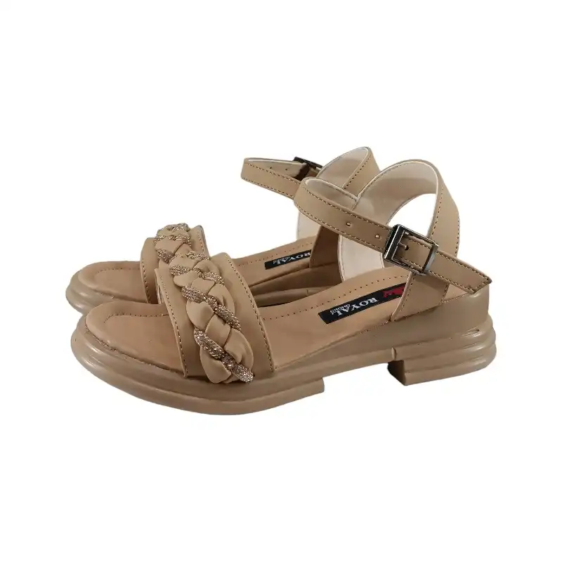 صندل زنانه مدل سولماز سگک دار رنگ نسکافه ای