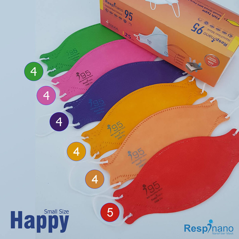 ماسک تنفسی ریما مدل سه بعدی نوجوان N95 نانو کد RainBow_MF95 بسته 25 عددی