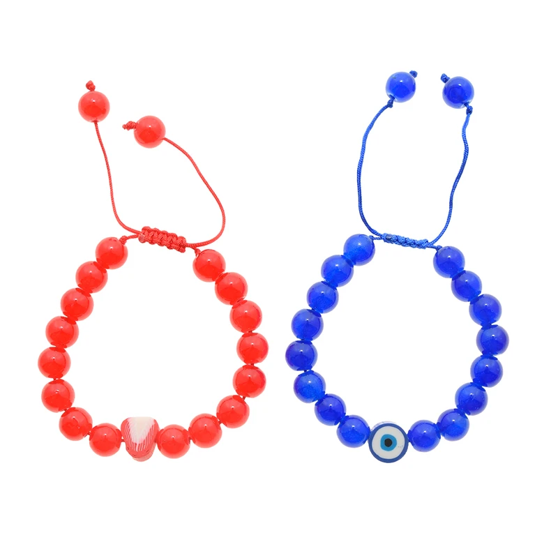 دستبند دخترانه دلنار گالری مدل چشم نظر و توت فرنگی بسته 2 عددی