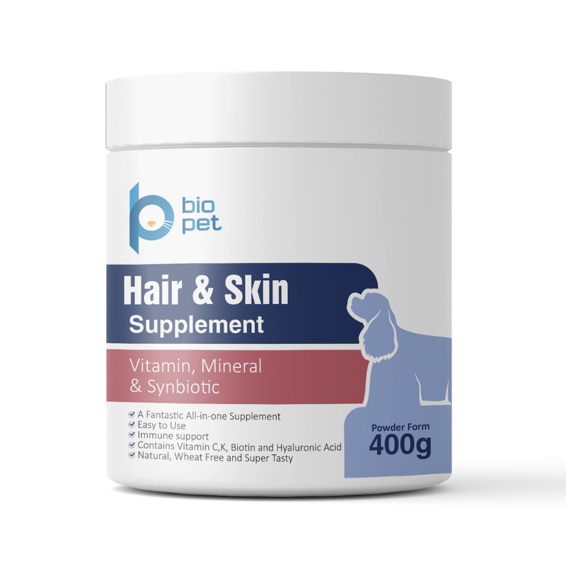 پودر مکمل سگ بایو پت مدل پوست و مو وزن 400 گرم