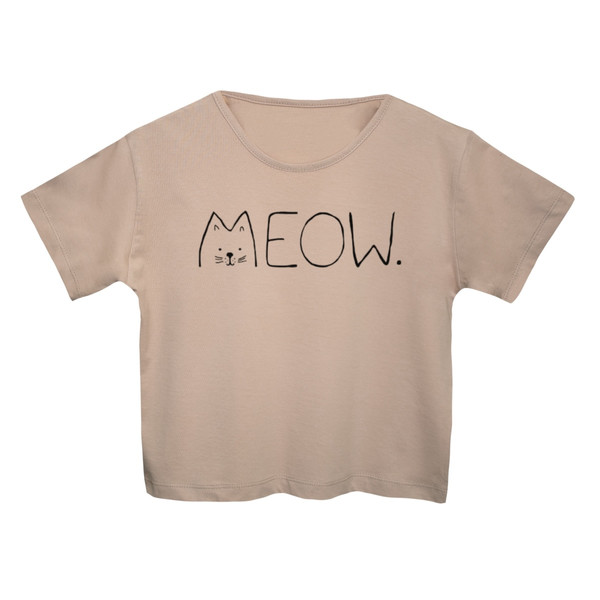 کراپ‌تی شرت آستین کوتاه زنانه مدل گربه کد 17