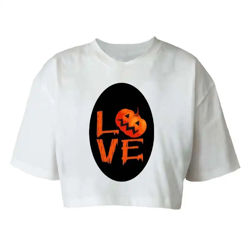 کراپتاپ آستین کوتاه زنانه مدل c309 طرح هالوین