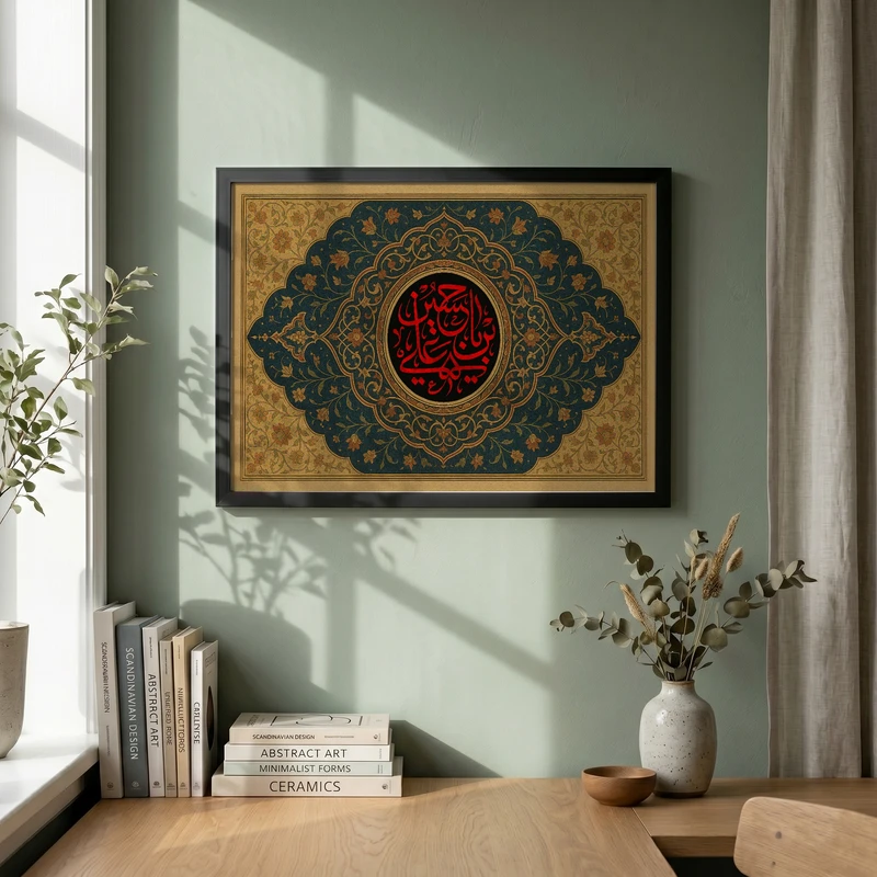تابلو طرح یا حسین مدل G15556 فریم مشکی