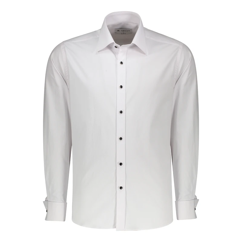 پیراهن آستین بلند یقه برگردان مردانه آریوان مدل ژاکارد کد FS222