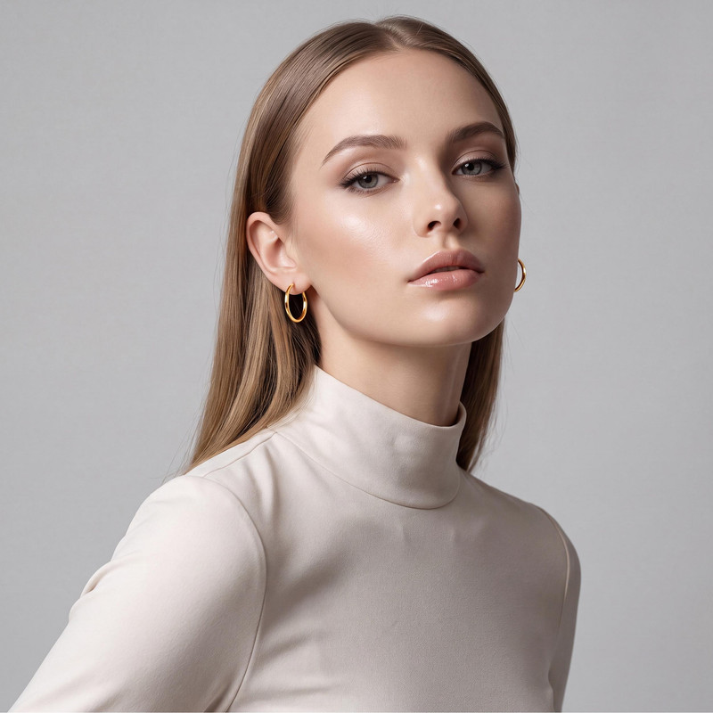 گوشواره حلقه‌ای طلا 18 عیار زنانه طلای صداقت مدل HS1-N-2.5 - 2