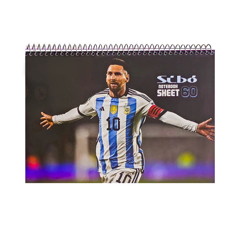 دفتر مشق 60 برگ سیبو مدل فوتبالی طرح خوشحالی مسی کد s3-82
