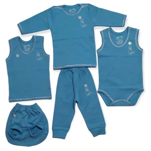 ست 5 تکه لباس نوزادی مدل دکمه دار