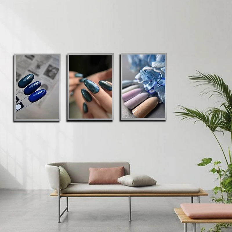 تابلو بکلیت طرح کاشت ناخن مدل SI-4059 فریم نقره ای مجموعه 3 عددی