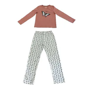 ست تی شرت آستین بلند و شلوار دخترانه پیپرتس مدل پروانه