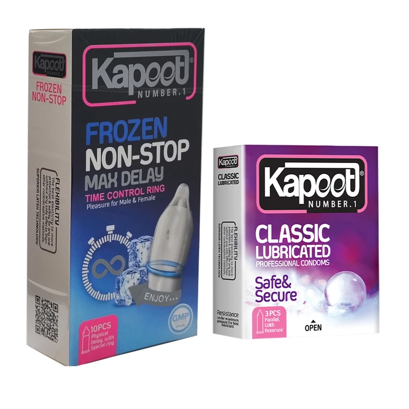 کاندوم کاپوت مدل NON-STOP بسته 10 عددی به همراه کاندوم کاپوت مدل Classic Lubricated بسته 3 عددی