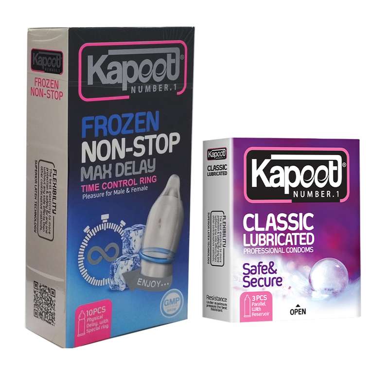 کاندوم کاپوت مدل NON-STOP بسته 10 عددی به همراه کاندوم کاپوت مدل Classic Lubricated بسته 3 عددی کاندوم کاپوت مدل NON-STOP بسته 10 عددی به همراه کاندوم کاپوت مدل Classic Lubricated بسته 3 عددی