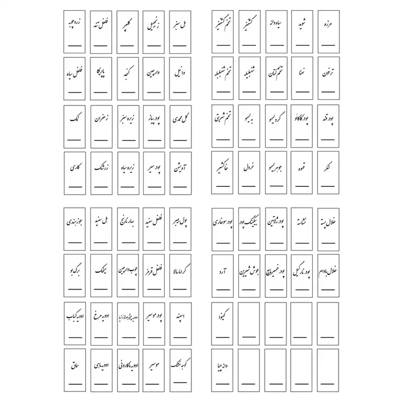 برچسب مدل نظم دهنده ادویه آشپزخانه کد 07 مجموعه 80 عددی