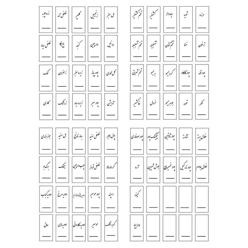 برچسب مدل نظم دهنده ادویه آشپزخانه کد 07 مجموعه 80 عددی