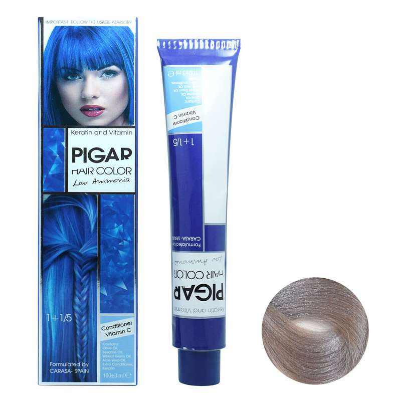 رنگ مو پیگار شماره A8 حجم 100 میلی لیتر رنگ بلوند خاکستری خیلی روشن