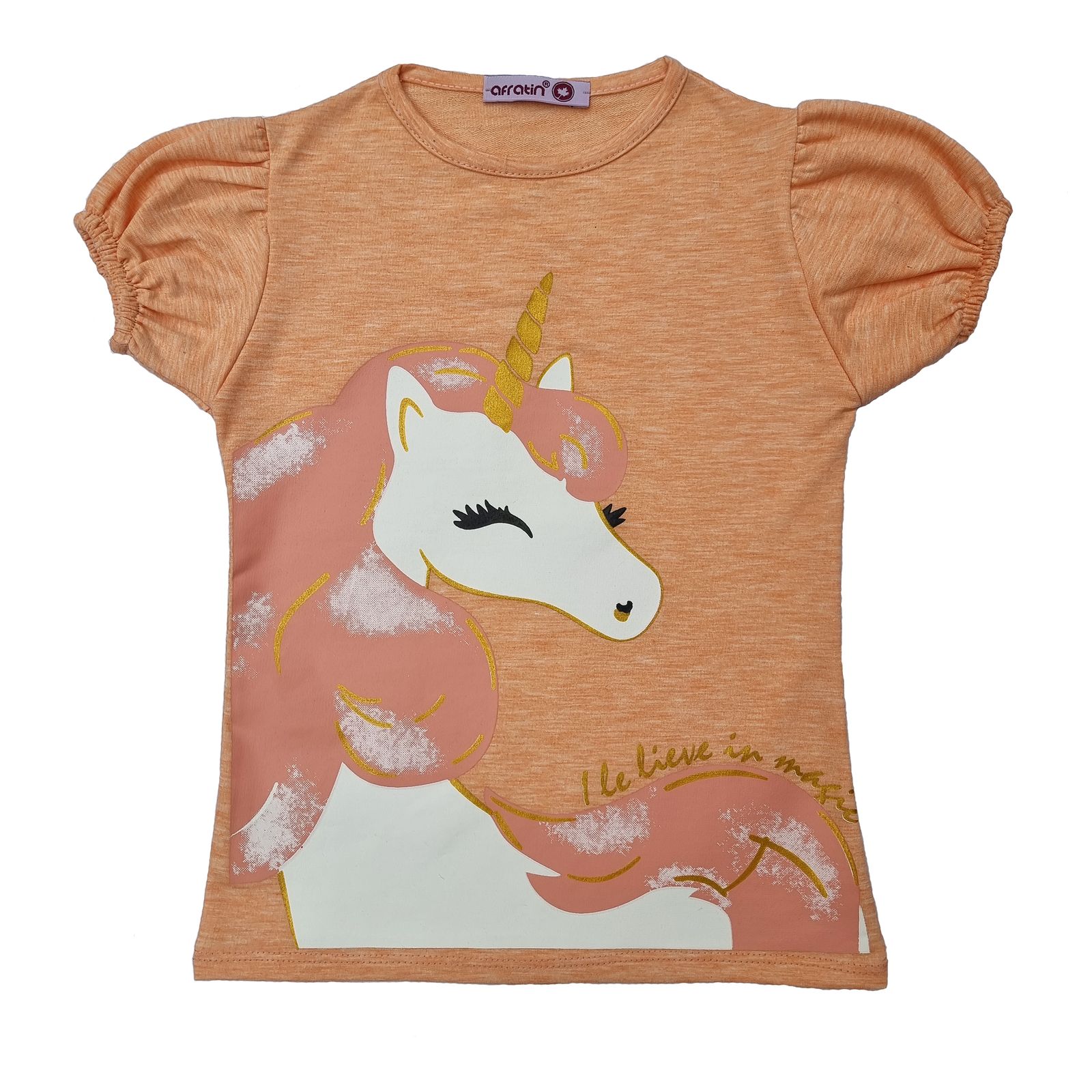 تی شرت دخترانه افراتین مدل اسب شاخ دار رنگ گلبهی -  - 1