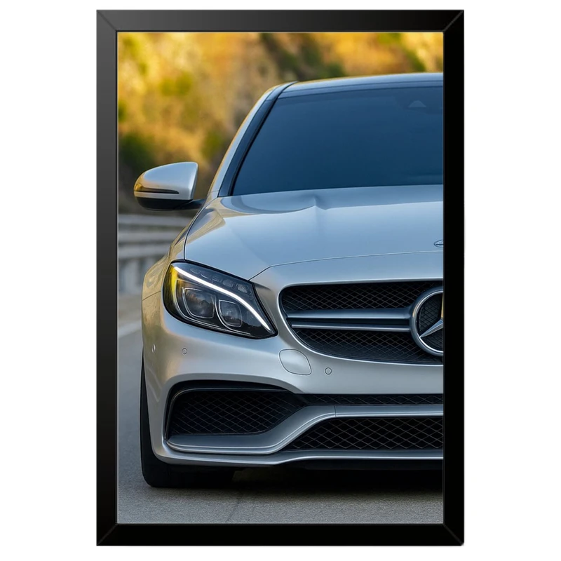 تابلو بکلیت طرح ماشین و خودرو مرسدس بنز Mercedes-Benz AMG C63 S مدل B-po1869 فریم مشکی