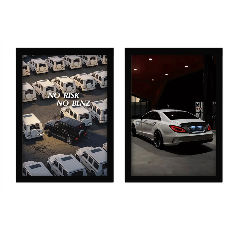 تابلو کار ادیت طرح بنز cls و جی کلاس رنگ فریم مشکی مجموعه 2 عددی