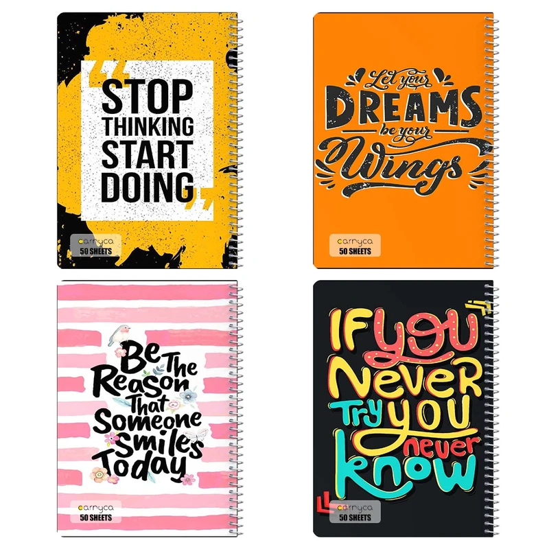 دفتر نقاشي 50 برگ کارنيکا طرح انگیزشی Quote کد 90041 مجموعه 4 عددی