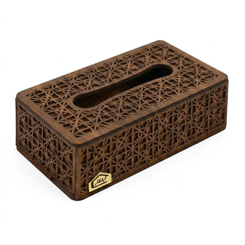 جعبه دستمال کاغذی چوبی ایلقار مدل یاس کد 808