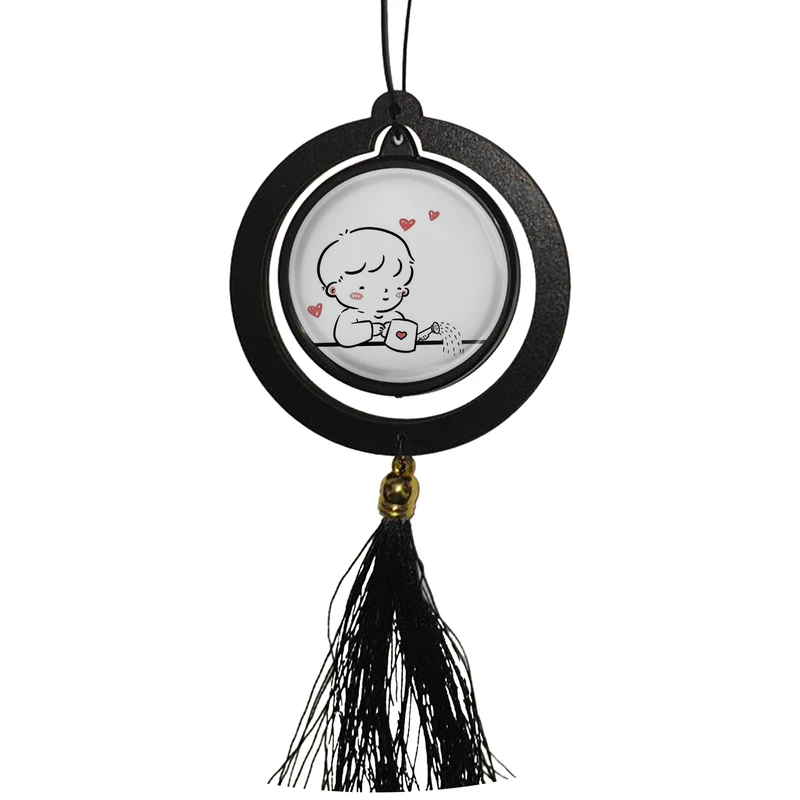 آویز تزئینی خودرو مدل دوطرفه طرح پسر و گل دختر و قلب کد 1007