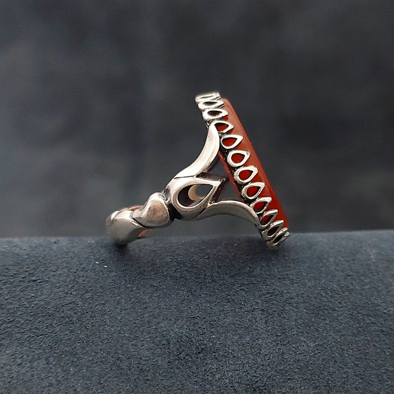 انگشتر نقره مردانه مدل عقیق یا امیرالمومنین حیدر کد VA5352