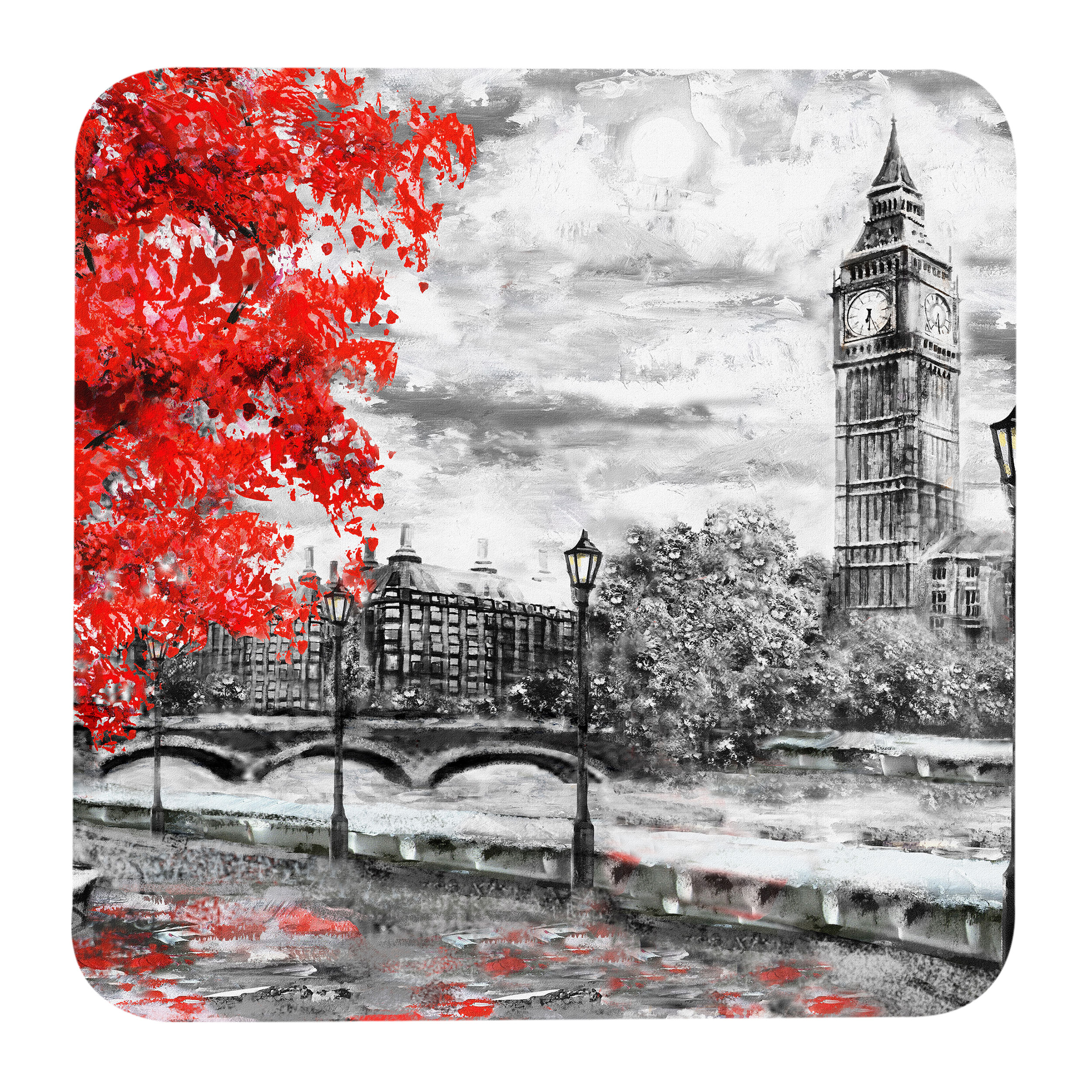 زیر لیوانی طرح نقاشی منظره خیابان لندن و برج بیگ بن مدل Z1015